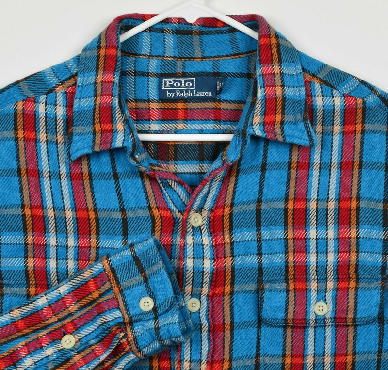 Polo Ralph Lauren Men's XL Blue Red Plaid Outdoor Equipment Flannel Shirt