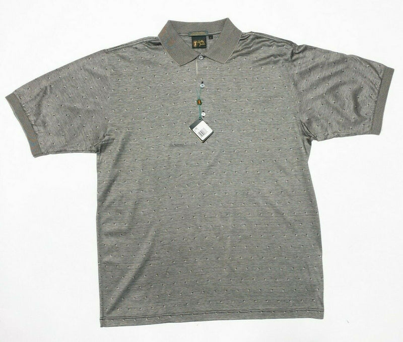 Bobby Jones Polo Shirt Men's Large Gray Geometric Dot Short Sleeve Golf Casual