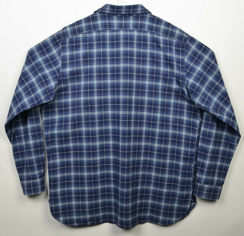 Polo Ralph Lauren Men's XL True Indigo Navy Blue Plaid Button-Front Shirt