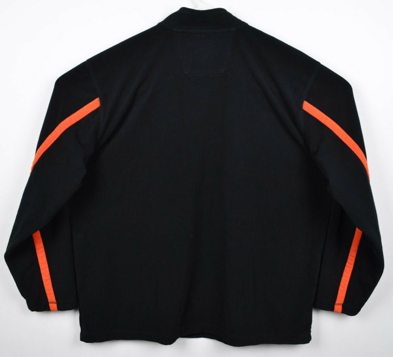 Harley-Davidson Men's 2XL 1/4 Zip Fleece Black Orange Stripe Pullover Jacket