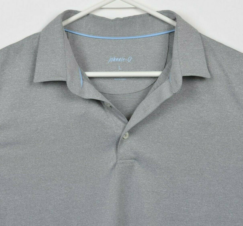 Johnnie-O Men's Large Heather Gray Polyester Wicking Preppy Golf Polo Shirt