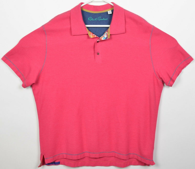 Robert Graham Men's 2XL (Classic Fit) Hot Pink Cotton Modal Blend Polo Shirt