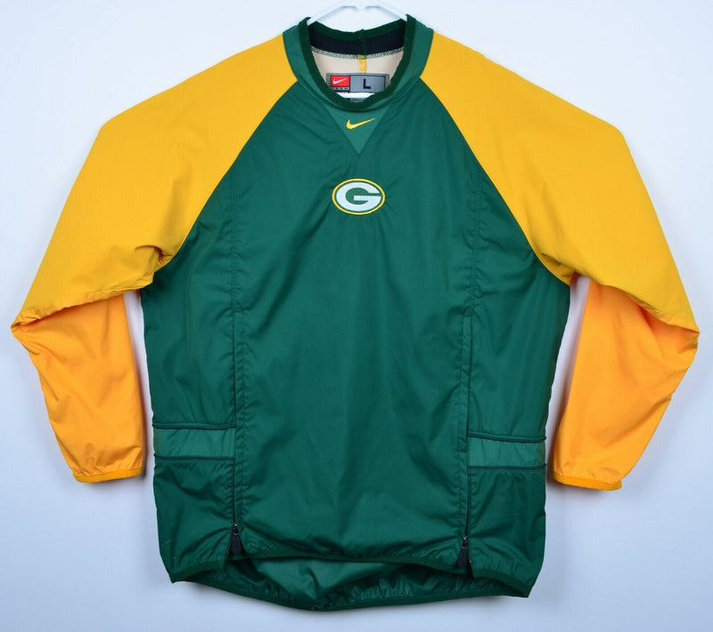 Green Bay Packers Men's Large Nike Team Green Gold Pullover Mesh Warm-Up Jacket