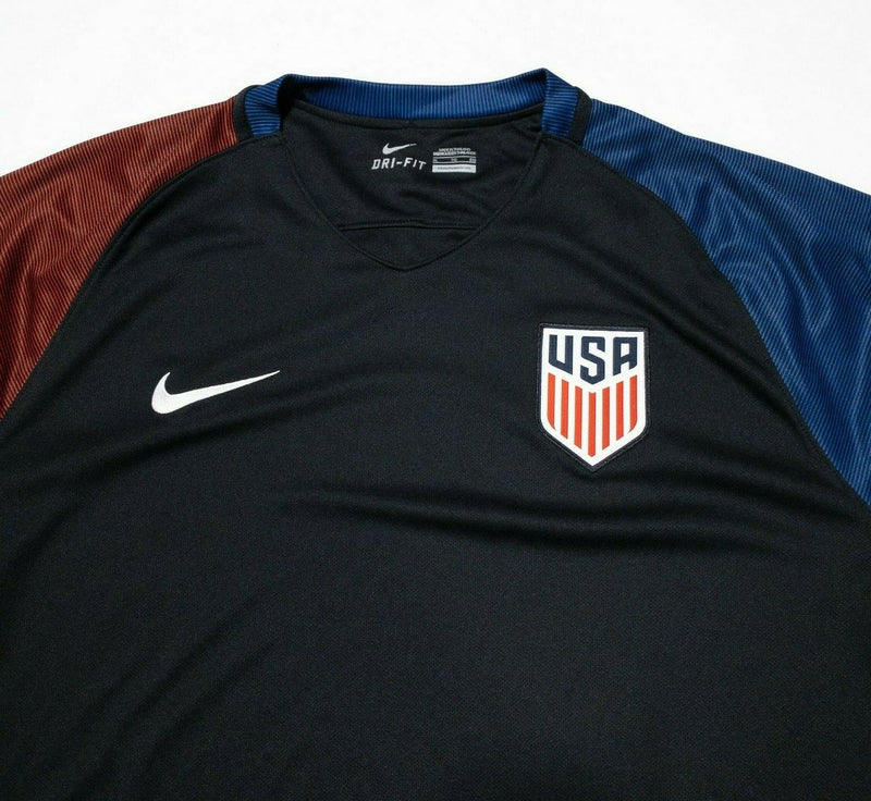 Nike USA Soccer Jersey XL Men's Black Red Blue Away Short Sleeve Dri-Fit 2016