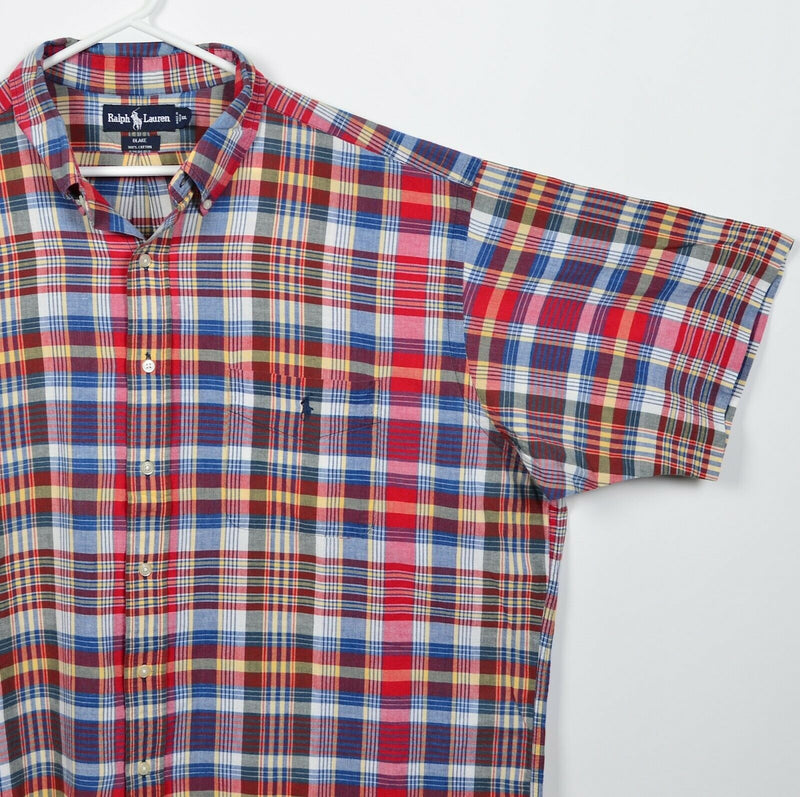 Polo Ralph Lauren Men's 2XL Red Blue Multi-Color Plaid Blake Button-Down Shirt