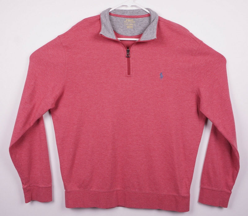 Polo Ralph Lauren Men's Large 1/4 Zip Heather Pink Pullover Sweatshirt