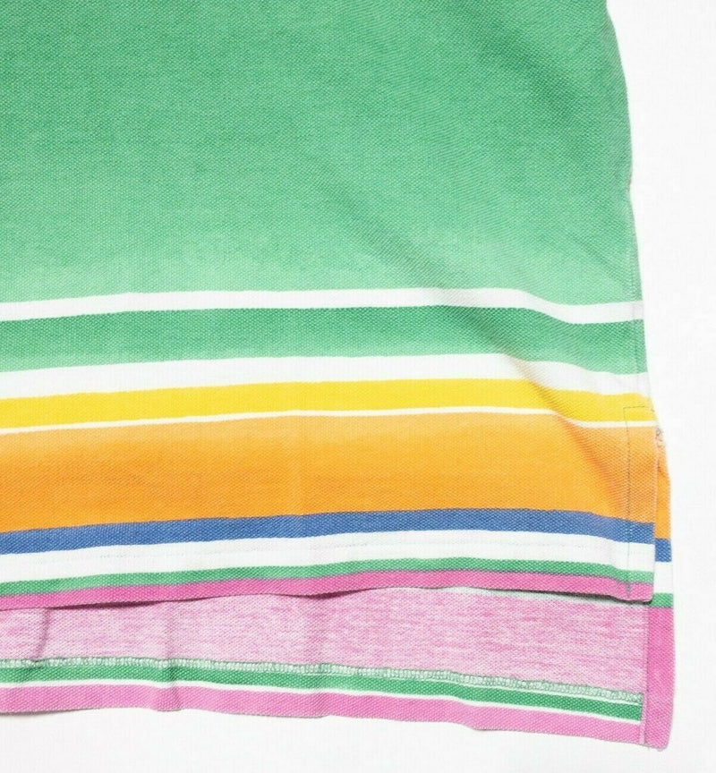 Polo Ralph Lauren Large Men's Polo Shirt 90s Multi-Color Striped Pink Green Pony