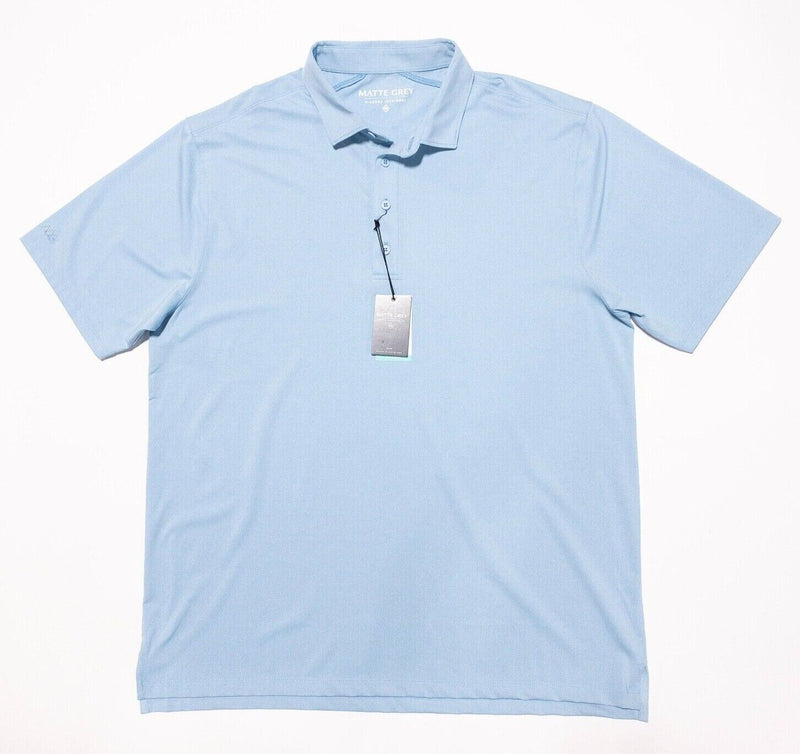 Matte Grey Golf Polo XL Men's Solid Blue Haus of Grey Wicking Captain Heather