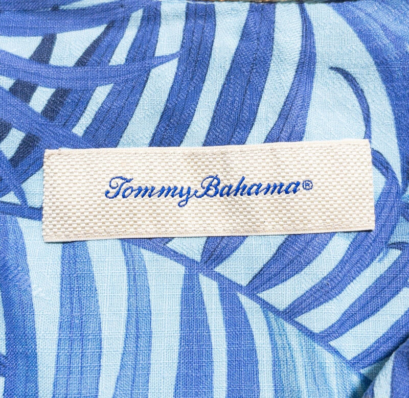 Tommy Bahama Silk Hawaiian Shirt Men's 1XB (XL Big) Aloha Camp Blue Floral Palm