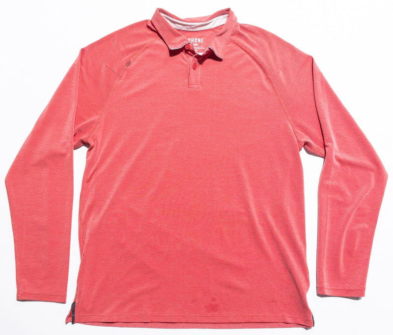 Rhone Long Sleeve Polo Men's Large Red/Pink Wicking Stretch Athleisure