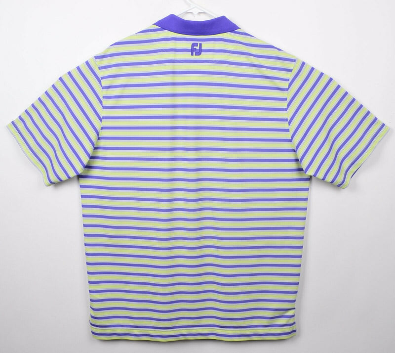 FootJoy Men's Sz XL Purple Green Striped Short Sleeve Golf Polo Shirt