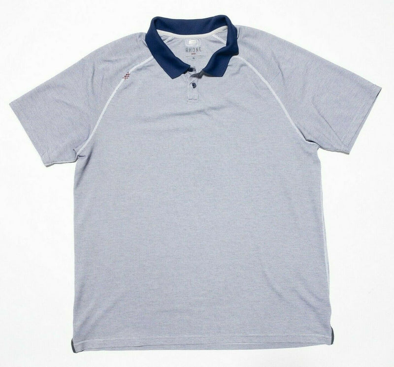 Rhone Polo XL Men's Shirt Wicking Athleisure Short Sleeve Gray Blue Delta Pique