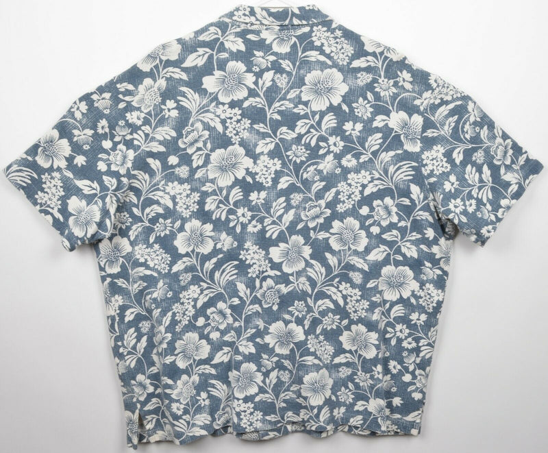 Polo Ralph Lauren Men's 2XL Floral Blue Loop Collar Button-Front Camp Shirt