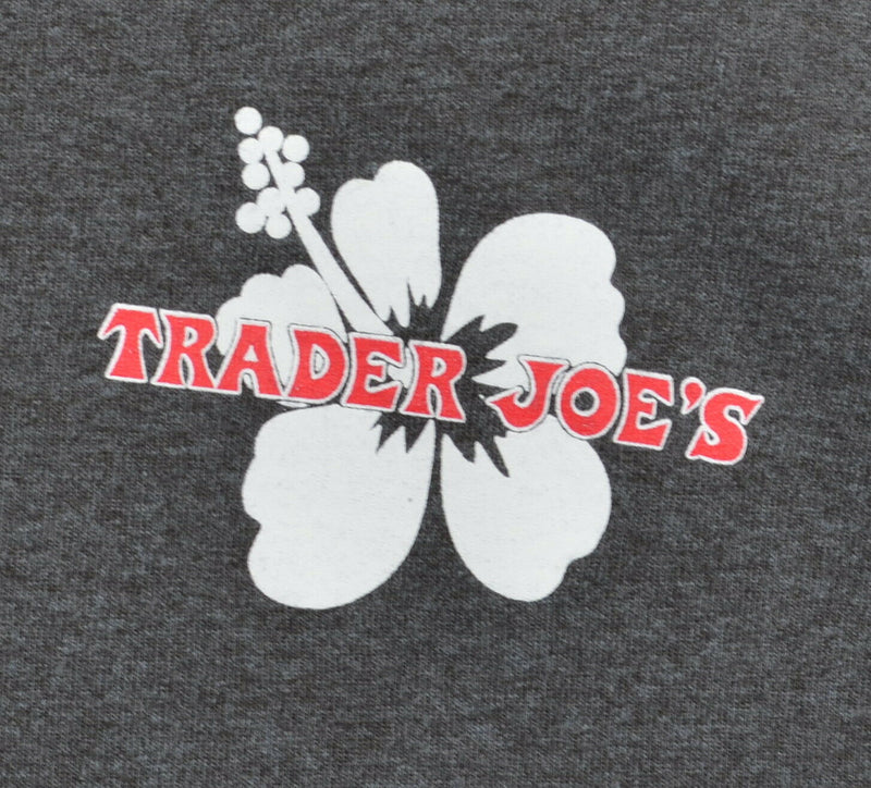 Trader Joe's Adult Small Hibiscus Flower Heather Gray Employee Uniform T-Shirt