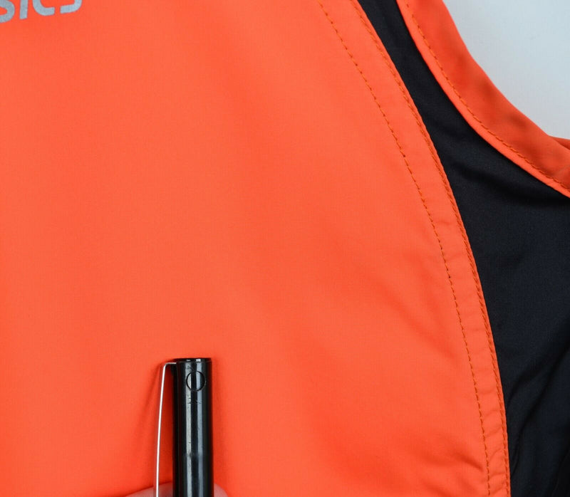 Asics Men's Large Running Orange Black Water Resistant Reflective Zip Racer Vest