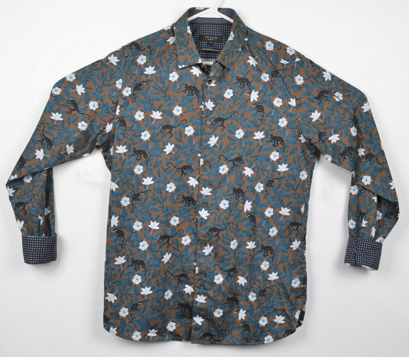 Ted Baker London Men's 3 Flip Cuff Floral Monkey Print Button-Front Shirt