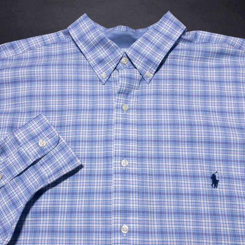 Polo Ralph Lauren 2XLT Men's Shirt Button-Down Blue Plaid Long Sleeve 2XL Tall