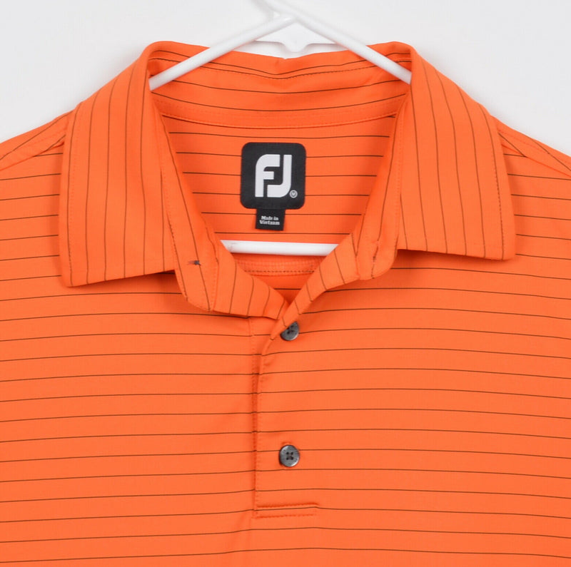 FootJoy Men's Sz Medium Orange Striped FJ Performance Golf Polo Shirt