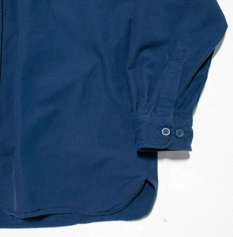 L.L. Bean Chamois Cloth Shirt Heavy Flannel Navy Blue Long Sleeve Men's 2XL