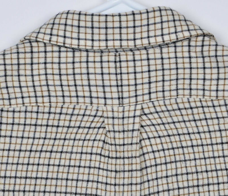 Polo Ralph Lauren Men's Large "Whitfield" Wool Blend Cream Plaid Flannel Shirt