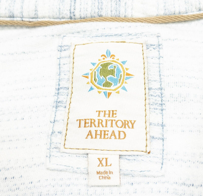 Territory Ahead Flannel Shirt Mens XL White Blue Stripe Long Sleeve Button-Front
