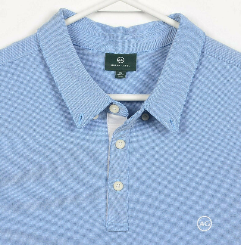 AG Green Label Men's XL Blue Logo Adriano Goldschmied Polyester Polo Shirt
