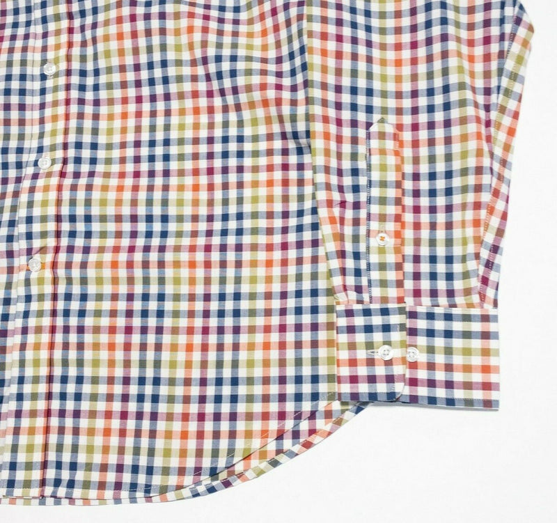 Criquet Men's Large Shirt Multi-Color Check Blue Red Button-Down Made in USA