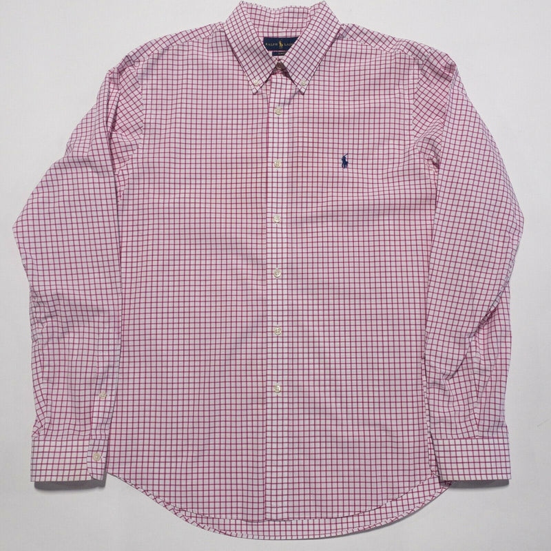 Polo Ralph Lauren Men's XL Slim Fit Pink White Graph Check Button-Down Shirt