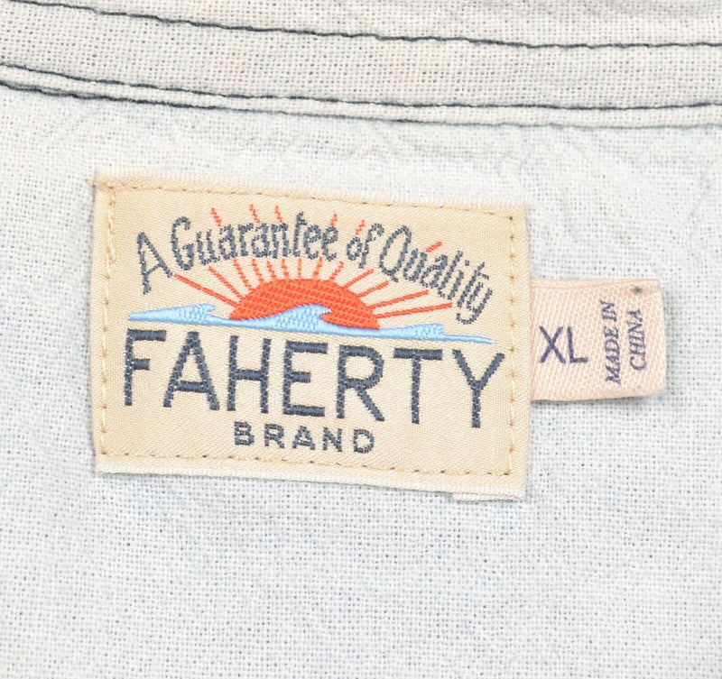 Faherty Men's Sz XL Indigo Dyed Blue Striped Pocket Polo Shirt