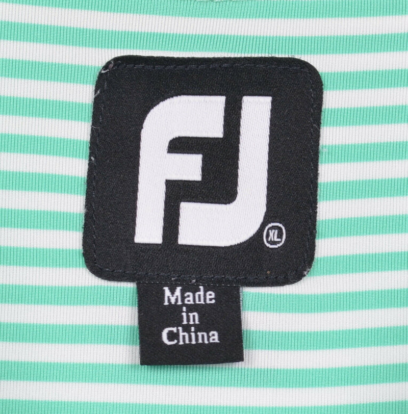 FootJoy Men's Sz XL Mint Green White Striped FJ Performance Golf Polo Shirt