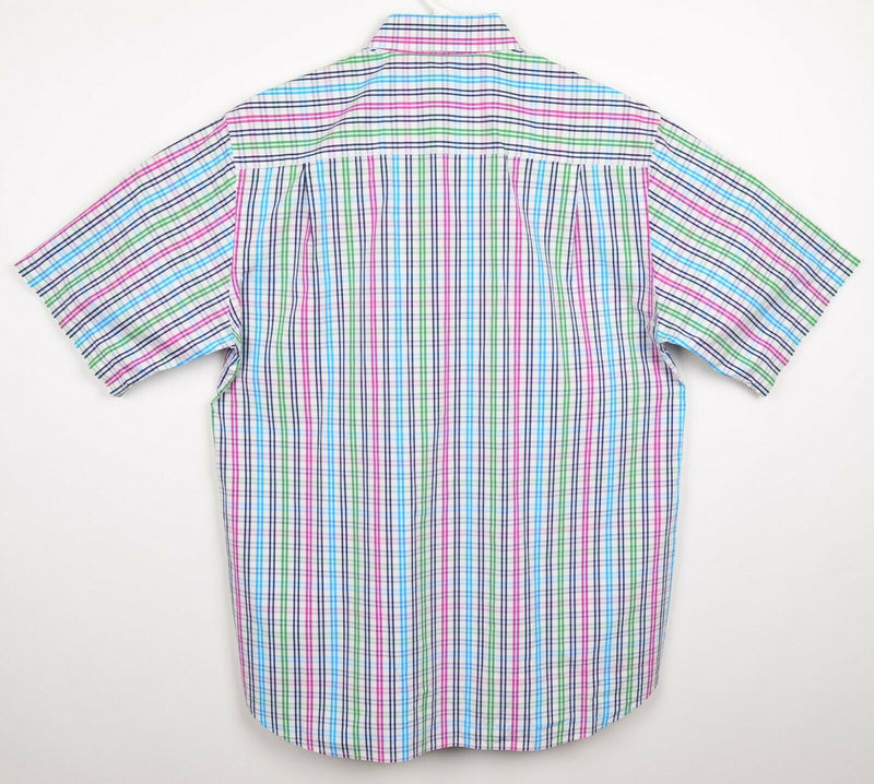 Paul & Shark Yachting Men's 42 (Large) Pink Green Multi-Color Plaid Italy Shirt
