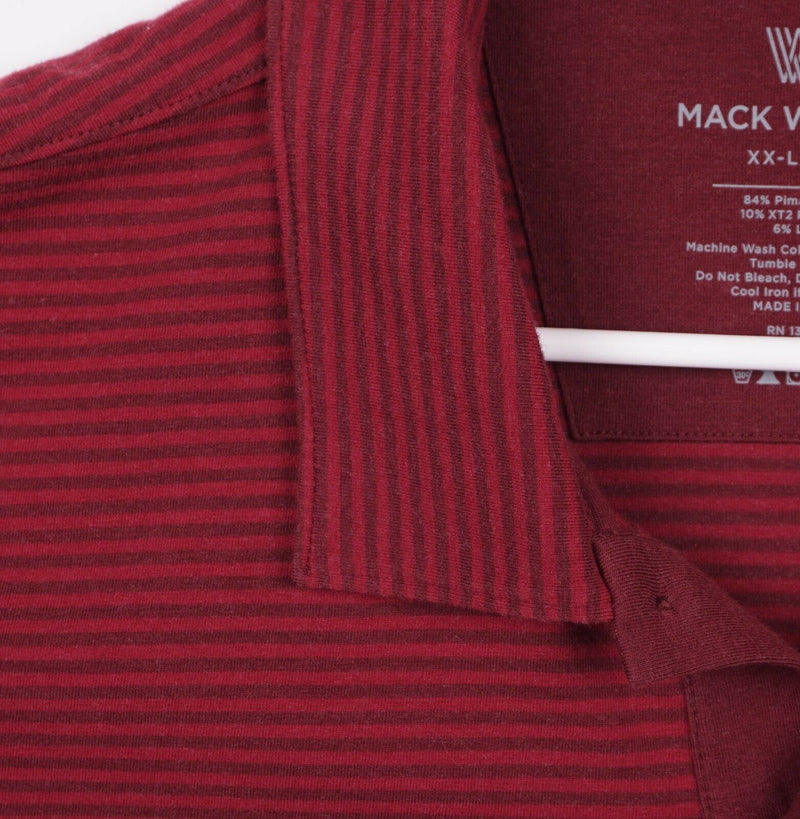 Mack Weldon Men's 2XL Red Striped Pima Cotton Poly Blend Athleisure Polo Shirt