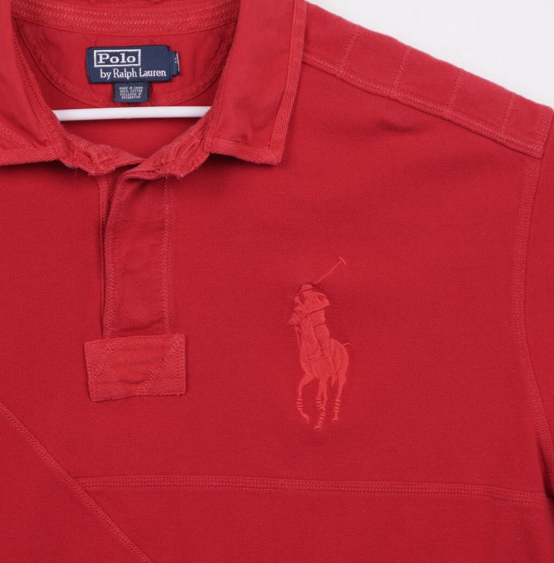 Polo Ralph Lauren Men's Sz 3XL? Big Pony Diagonal Stripe Solid Red Polo Shirt