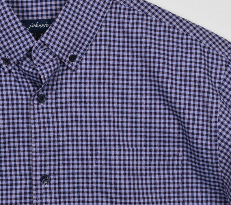 Johnnie-O Men's Sz XL Purple Black Gingham Check Plaid Button-Down Shirt