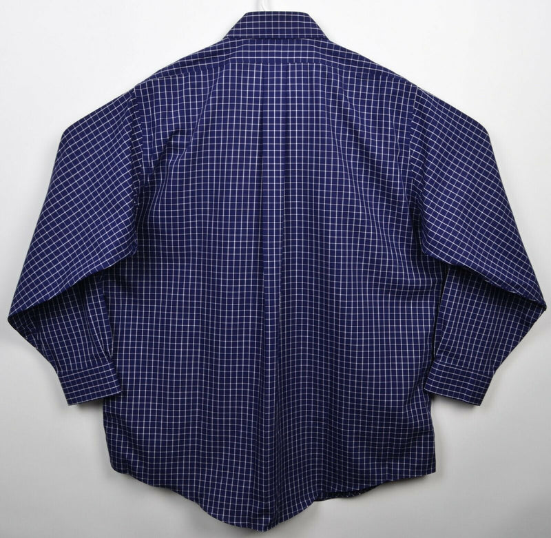 Brooks Brothers Men's 16.5 32/33 Navy Blue Check Non-Iron Button-Down Shirt