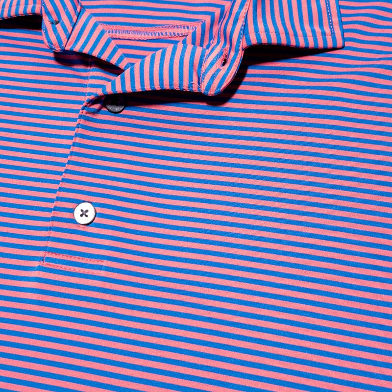 FootJoy Golf Shirt XXL Men's Polo Pink Blue Striped Wicking Performance 2XL