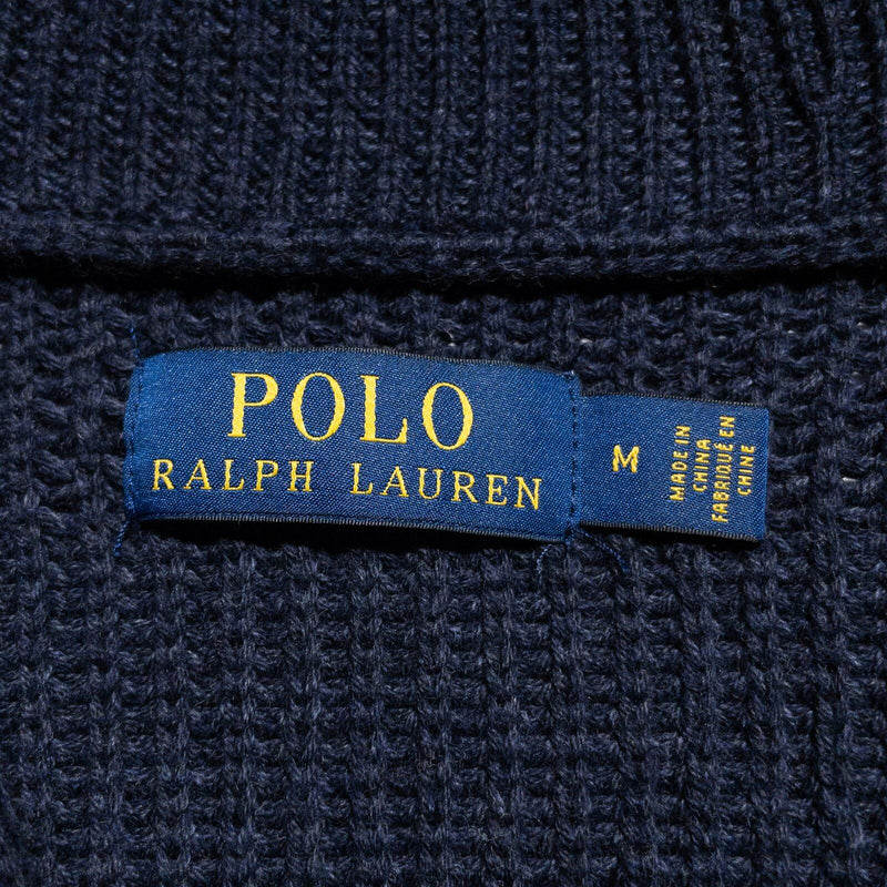 Polo Ralph Lauren Shawl Collar Cardigan Men's Medium Sweater Navy Blue Knit