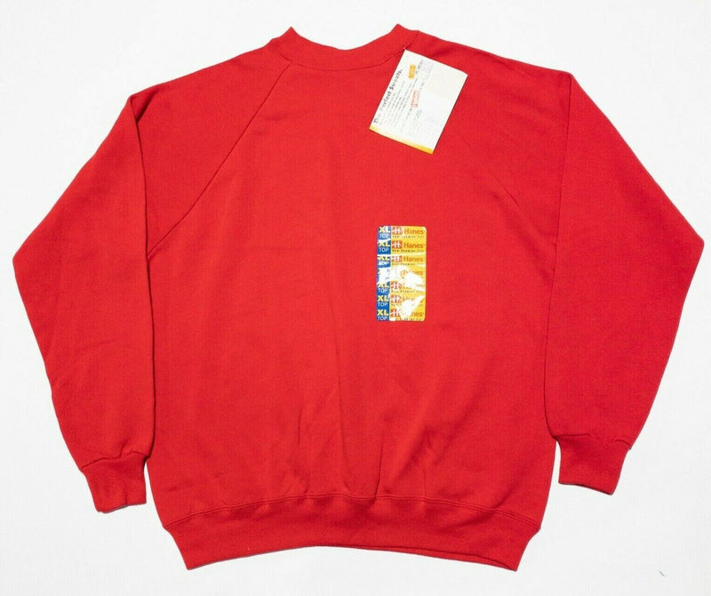 Hanes Vintage Sweatshirt Adult XL 80s Deadstock Blank Solid Red Fleece Crewneck