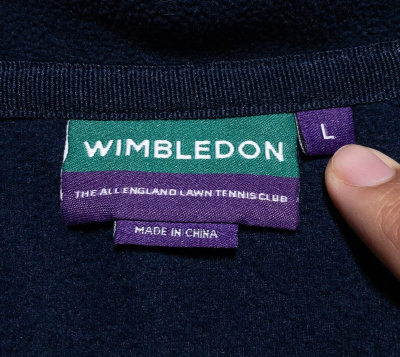 Wimbledon Tennis Jacket Men's Large Fleece Full Zip Navy Blue England Lawn Club