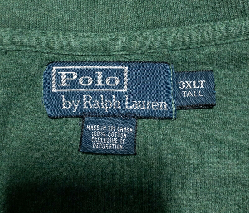 Polo Ralph Lauren Men's 3XLT (3XL Tall) Green 1/4 Zip Pony Sweater Sweatshirt