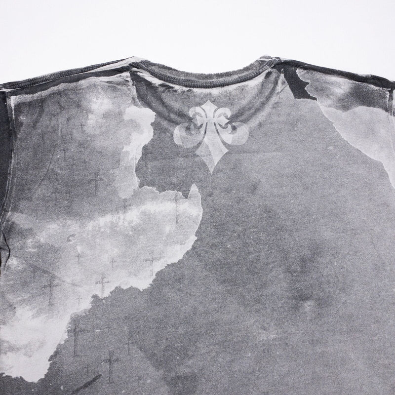 Affliction T-Shirt Men's 2XL Skull Wings Crossbones Gray Distressed Vintage Y2K
