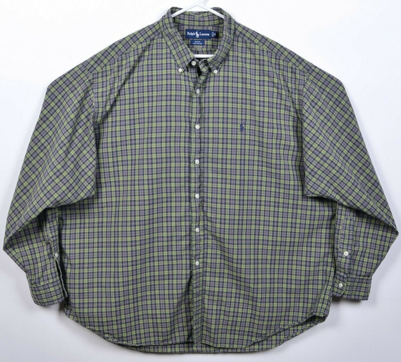 Polo Ralph Lauren Men's 2XL Green Plaid "Blake" Pony Logo Button-Down Shirt