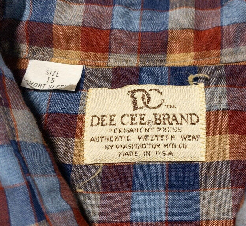 Dee Cee Western Shirt Men's 15 (Medium) Pearl Snap Vintage Rockabilly Check