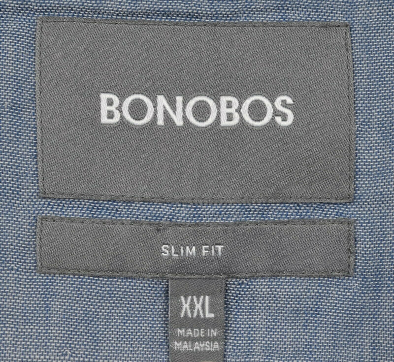 Bonobos Men's 2XL Slim Fit Blue Chambray Soft Double-Layer Button-Front Shirt