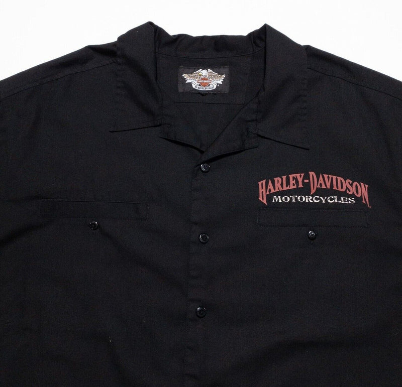 Harley-Davidson Shirt Men's Fits 2XL Skull Graphic Button-Front Mechanic Black