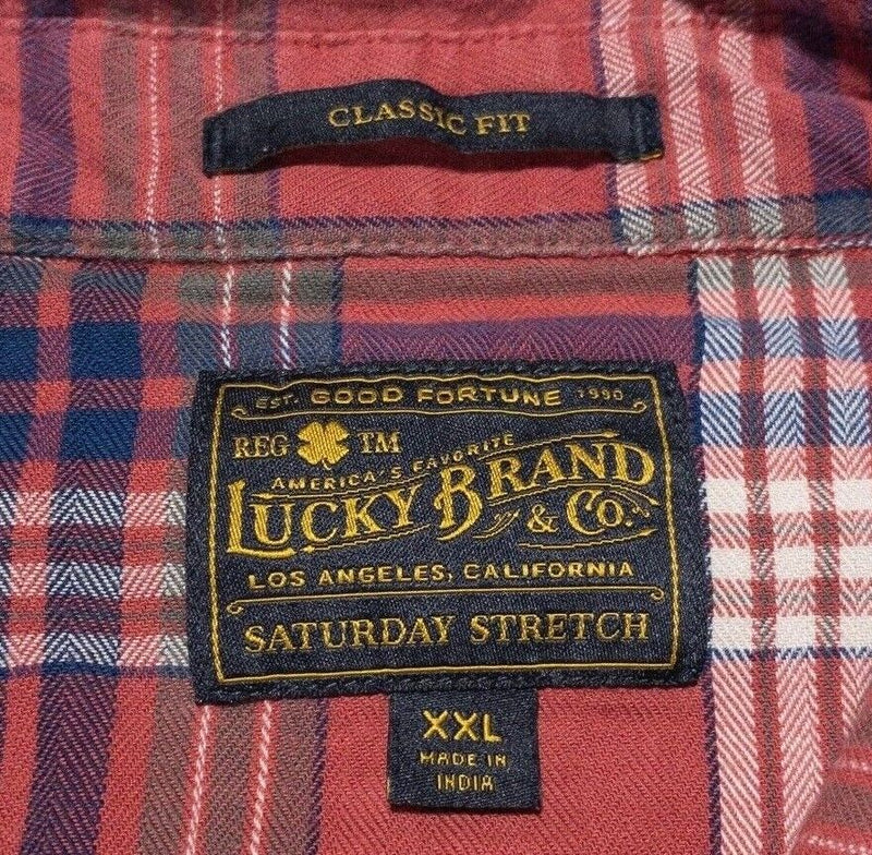 Lucky Brand Pearl Snap Shirt 2XL Classic Fit Men's Western Saturday Stretch Pink