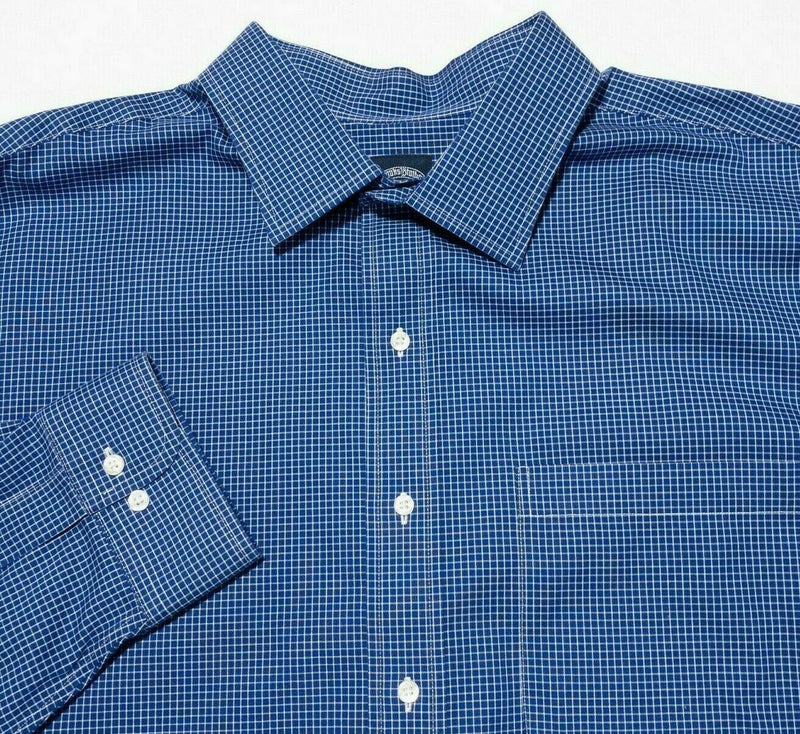 Brooks Brothers Non-Iron Dress Shirt Blue Graph Check Long Sleeve Men's 18-38/39