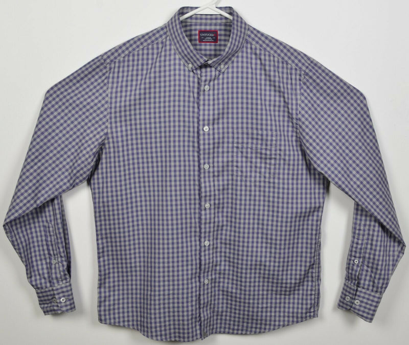 UNTUCKit Men's Large Purple Gray Gingham Check Casual Button-Down Shirt