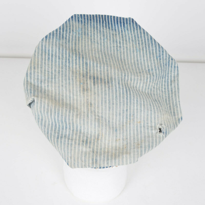 Vtg 40s Lee Sanforized Hickory Stripe Union Made Distressed Railroad Hat
