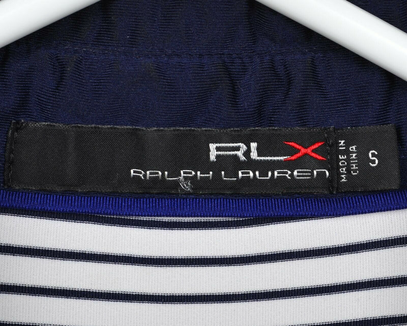 RLX Ralph Lauren Men's Small White Blue Striped Wicking Golf Polo Shirt Kapalua